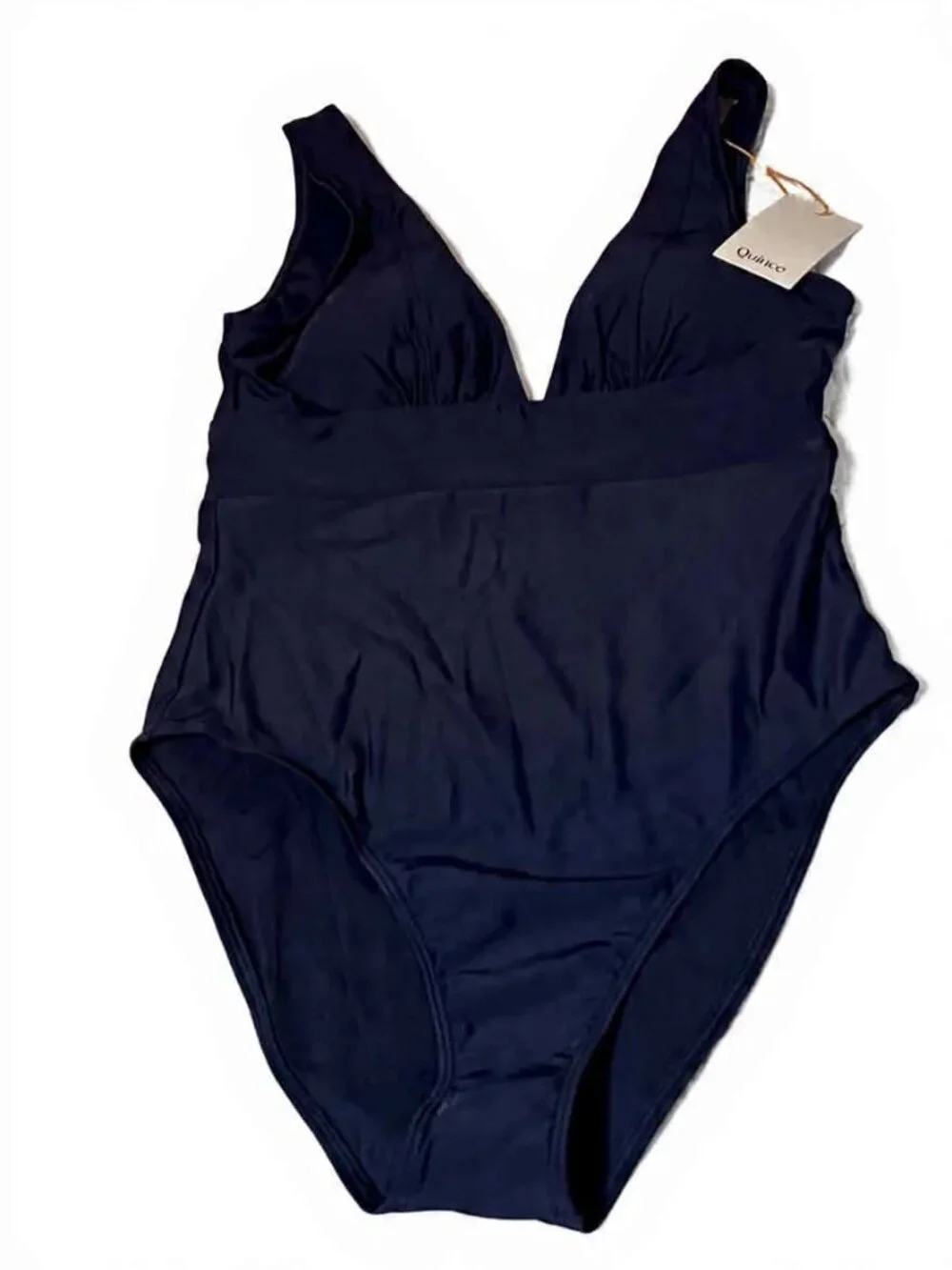 Quince Italian Plunge One-Piece Swimsuit Deep Navy Size M